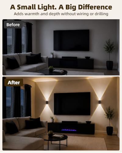 Rechargeable Motion Sensor Wall Light - Black, 4 Pack LED Sconces