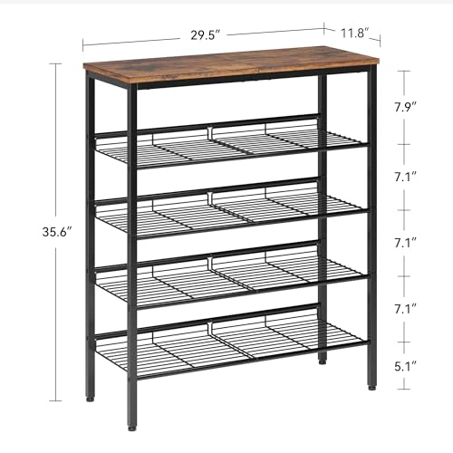 5-Tier Shoe Rack Organizer for Closet & Entryway - Rustic Brown