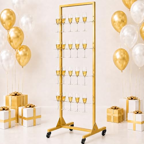 4-Tier Champagne Wall Holder and Display Stand for Wine Glasses