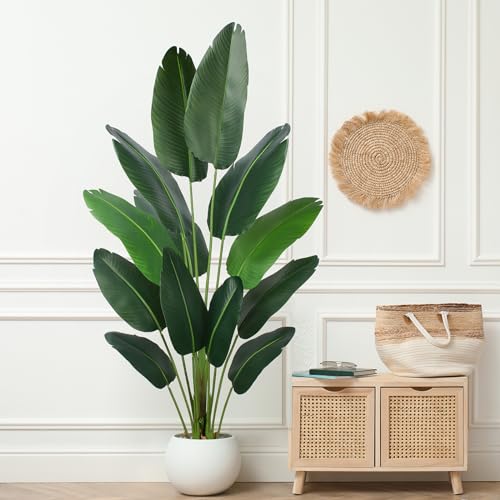 6 Ft Artificial Bird of Paradise Plant - Faux Indoor & Outdoor Tree with Plastic Pot
