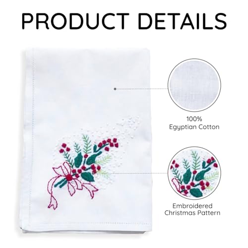 Christmas Embroidered Linen Napkins Set of 6 – 16 x 16 inches, EmbroideryLinen.VN
