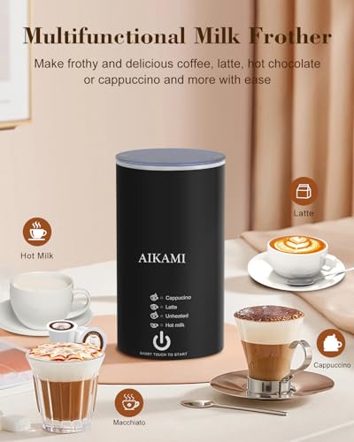 AIKAMI 4-in-1 Single Serve Coffee Maker with Milk Frother & Grinder, K-Cup & Grounds, 30oz Water Reservoir