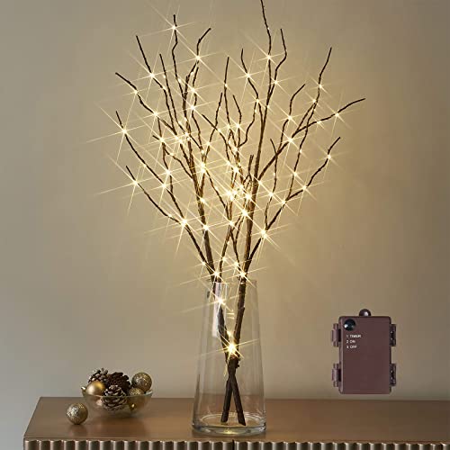 Birchlitland Lighted Brown Branches 32IN 100 LED with Timer - Artificial Tree Branch for Holiday & Home Decor - Variation of 100L-Brown/32IN