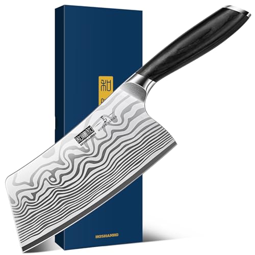 7-Inch Razor Sharp Cleaver Knife - Heavy Duty Powder Steel Kitchen Meat Cleaver - Variation of 6.8"