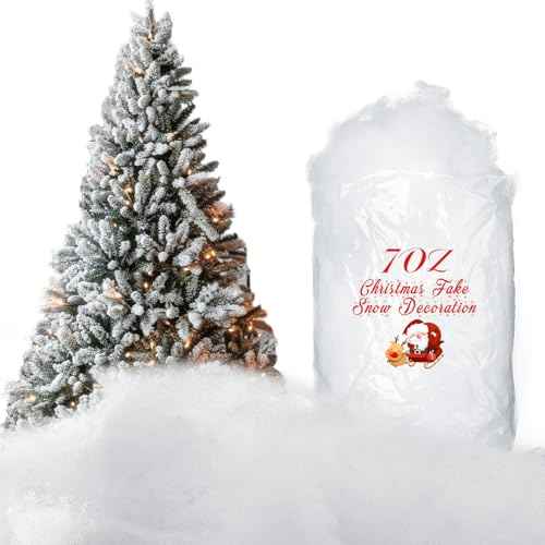 Tatuo 7 oz Fake Snow 200 g Per Bag Artificial Fake Cotton Christmas White Cloud Faux Fluffy Snow Indoor Soft for Winter Christmas Tree Mantle Village Nativity Scene
