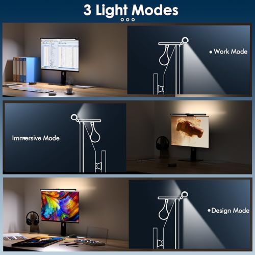 Quntis Gray Monitor Light Bar with Backlight, Eye-Care Desk Lamp & Remote