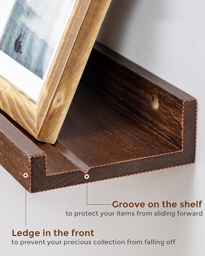Axeman Oak Picture Ledge Shelf, 48 Inch Floating Shelves Set of 2,