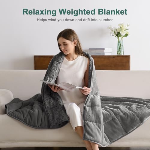 Lofus 15 lbs Weighted Blanket for Adults Twin Size 48x72 Grey - Deep Pressure Sleep Aid