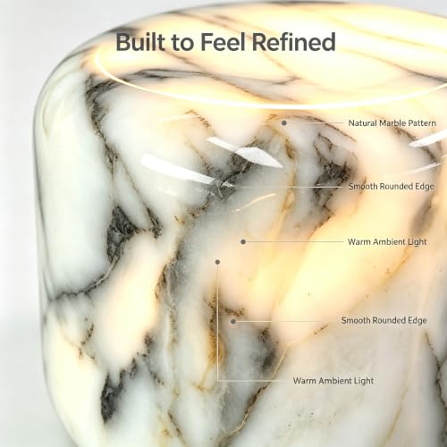 Natural Marble Lamp Cordless Pat Control Night Light Rechargeable