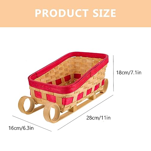 Christmas Sleigh Car Decoration with Woven Basket Santa Gift Holder