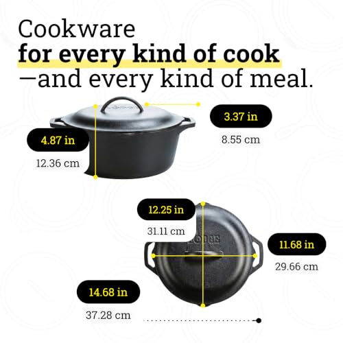 7 Quart Cast Iron Dutch Oven with Loop Handles - Versatile Oven-Safe Cookware