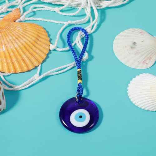 4 Pcs Blue Evil Eye Glass Hanging Pendant Car Rearview Evil Eye Charm Ornament Turkish Greek Amulet Wall Decor Accessories for Good Luck Protection Energy Wedding Party Christmas Home