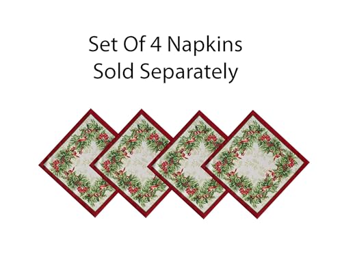 Newbridge 120x60 Inch Christmas Holly Ribbon Tablecloth - Holiday Festive Decor