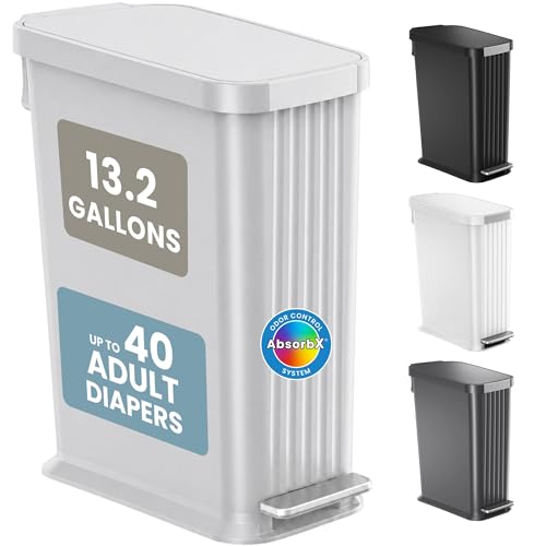 iTouchless Soft Gray 13 Gallon Step Adult Diaper Pail with Odor Filter & Hands-Free Lid
