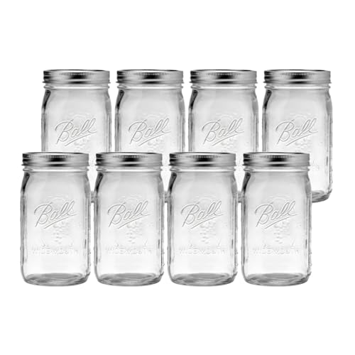 Ball Glass Mason Jars Wide Mouth 32oz with SureTight Lids - 8 Pack (Variation of THIS listing)