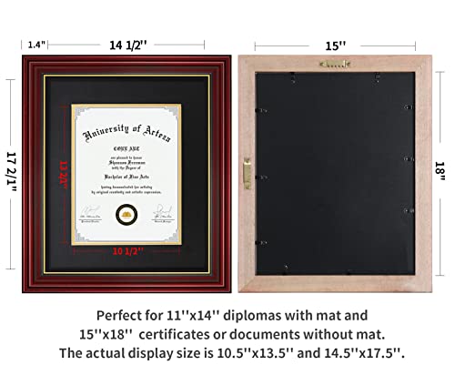 CORE ART 15x18 Diploma Frame Cherry Red with Black Mat - For 11x14