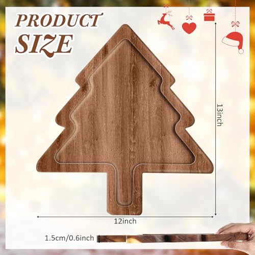 3 Pcs Christmas Tree Acacia Wood Charcuterie Boards, 12" Serving Platter Set - Ziliny