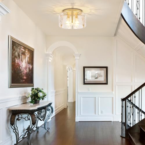 LZLDCJ Gold 15-inch 3-Light Semi Flush Mount Ceiling Light - Modern Design