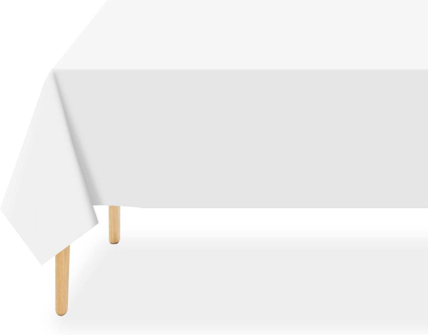 QIKSION Disposable White Plastic Tablecloths - 54 x 108 Inch for Parties, Picnics & Birthdays