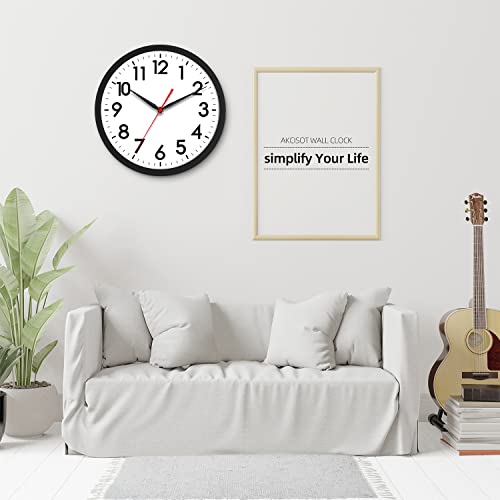 AKCISOT 18 Inch Wall Clock Black Silent Battery Operated Analog Clock - Variation: A Black / 18 Inch