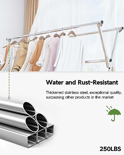 Vikaqi 79-Inch Folding Clothes Drying Rack Indoor Outdoor with 12 Clips & 20 Hooks