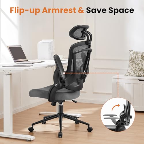 DUMOS Executive Mesh Office Chair - Classic Gray, Ergonomic Desk Chair