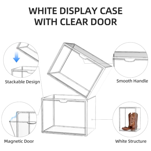 MSHOMELY 4 Pack Tall Boot Storage Organizer with Clear Magnetic Door, Stackable & Visibility