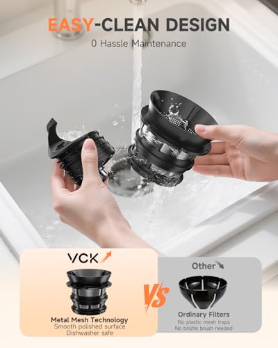 VCK Titanium Gray Cold Press Juicer with 5.12" Wide Feed Chute & High Juice Yield