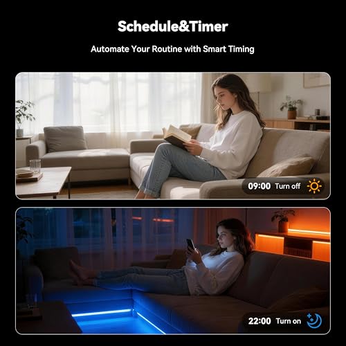RGB LED Strip Light 32.8ft/10m with Bluetooth Control - Multicolor S-COB Flexible Tape for Bedroom & Kitchen