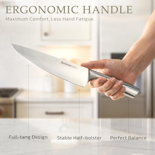 Elegant Walnut Pro Full Tang 15-Piece Kitchen Knife Set with Sharpener & Block