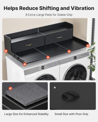 Black VEVOR 2-Drawer Laundry Countertop with Shelf & Hooks, 54x27in