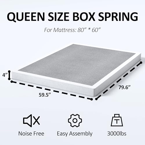 YORMDMO 4 Inch Queen Box Spring, Low Profile Size Spring Only, Sturdy