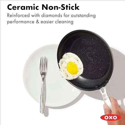 OXO Enhanced 8” & 10” Ceramic Nonstick Frying Pan Set, Black, Oven & Dishwasher Safe