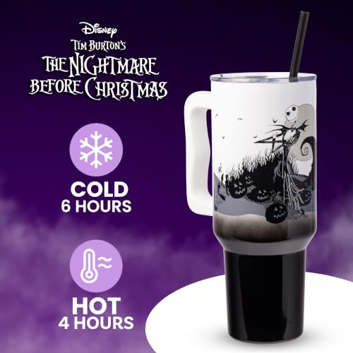 Nightmare Before Christmas Jack Skellington Stainless Steel 40oz Tumbler with Hill & Moon Scene