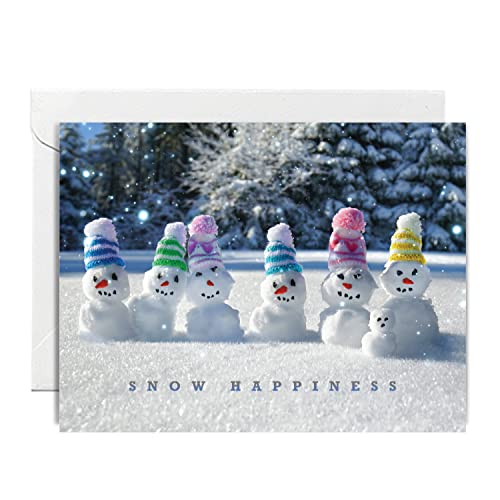 Easykart Labels 72 Christmas Greeting Cards with Envelopes & Seal Stickers - Snow Happiness Design, 7.25 x 5.5 Inch, Boxed Holiday Set for Friends & Family