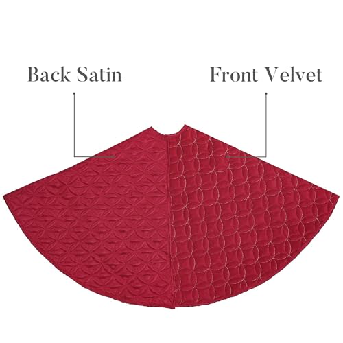 Valery Madelyn Red Christmas Tree Skirt 24 Inch Velvet Holiday Decor