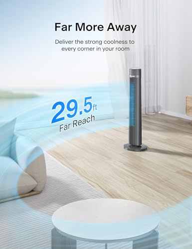 Black 40-Inch Bladeless Tower Fan with Remote, 3 Modes & Timer