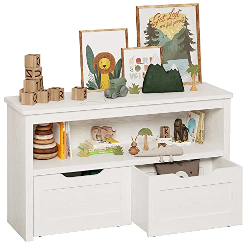 IRONCK Large White Toy Storage Organizer with Drawers & Open Shelves