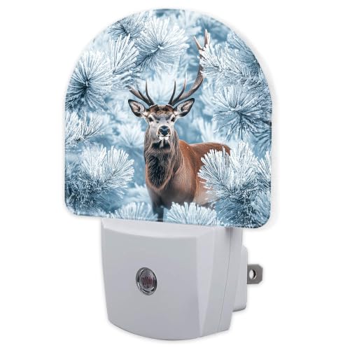 sndheke Night Light with Dusk-to-Dawn Sensor, Plug-In Deer 34 Color