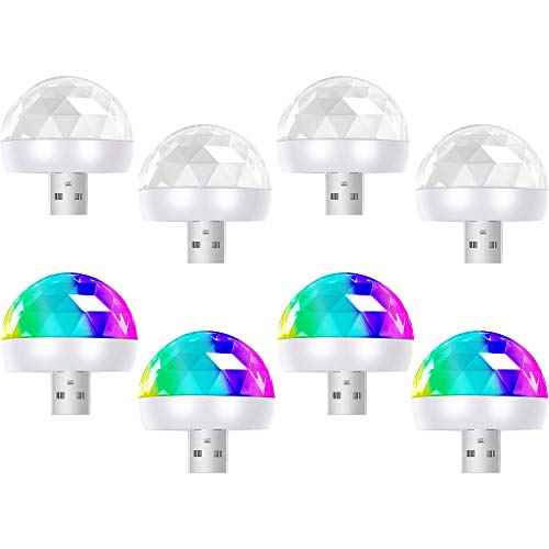 Frienda 8 Pcs USB Mini Disco Ball Lights Christmas Party Stocking Stuffer Sound Activated DJ Stage Strobe Lights Portable LED Car Atmosphere Light for Xmas Karaoke Bar Home(Hemicycle Style)