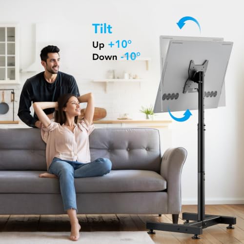AX WABER 13-50 Inch Mobile TV Floor Stand - Adjustable Height & Tilt, Holds Up to 77lbs, VESA 200x200mm