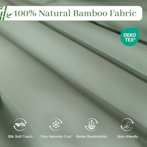 NEXHOME PRO King Size Bamboo Viscose Comforter Sage Green 106x90 Ultra-Soft Breathable All-Season Bedding