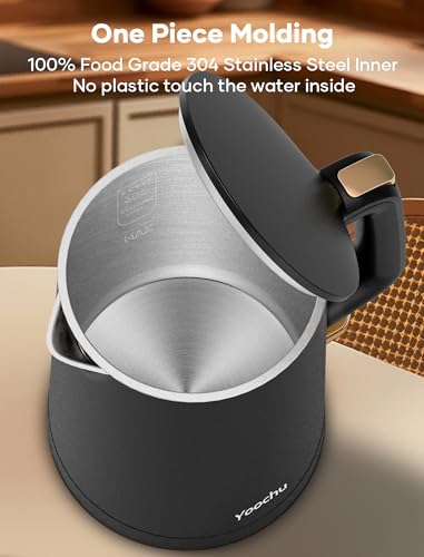 Yoochu Black Double Wall 1.7L Electric Kettle 1500W Safe Touch Water Boiler