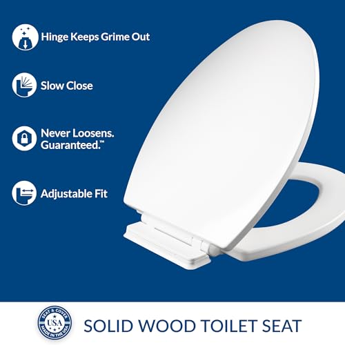 Elongated Modern Toilet Seat - White, Slow Close, Easy to Clean, Single Hinge