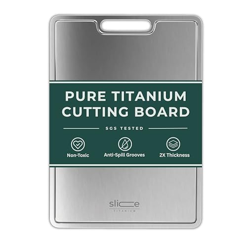 15x11 Large Titanium Cutting Board for Kitchen - Food Safe, Non-Toxic, Dishwasher Safe, Double Thickness