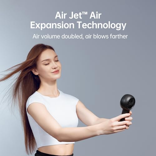 JISULIFE Portable Handheld Turbo Fan 6000mAh Rechargeable 5-Speed Black