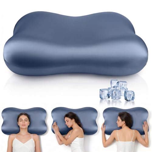 Dayme Cooling Cervical Neck Pillow - Contour Memory Foam, Blue