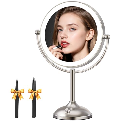 Auxmir 9-Inch Rechargeable LED Lighted Makeup Mirror with 1X/30X Magnification