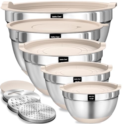 Umite Chef Mixing Bowls with Airtight Lids Set, 8PCS Stainless Steel