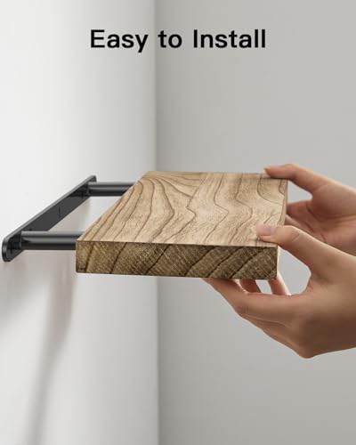 Amada Floating Wall Shelves Set of 4 - Light Brown Paulownia Wood